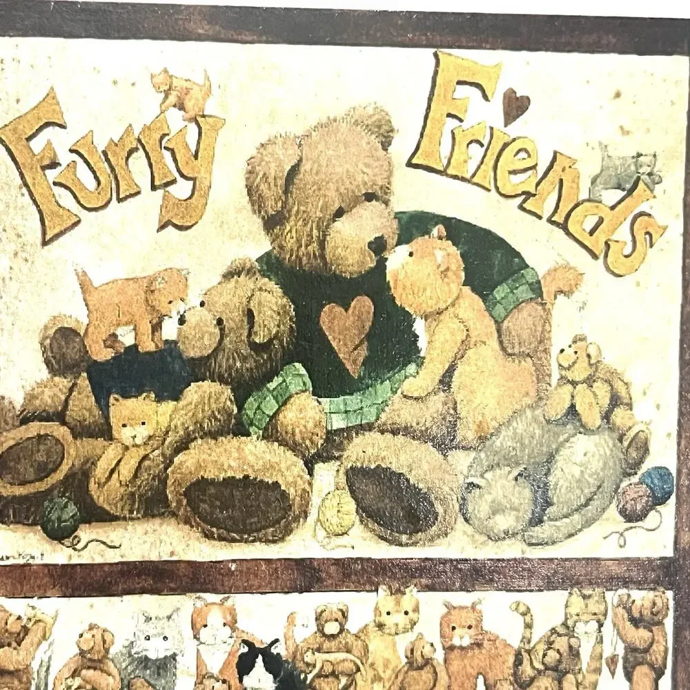 Vintage Anna Krajewski Ceramic Furry Friends Tile Coasters Cats Cottagecore 4